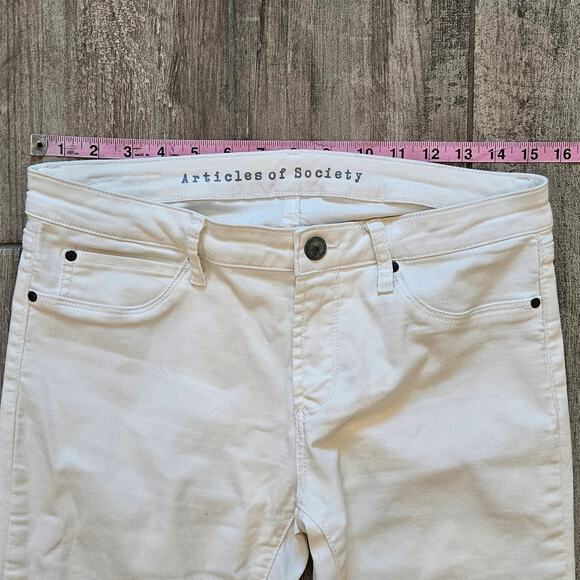 Articles of Society Jeans Womens 28 Bell Flare White Stretch Denim Boho Hippie - Picture 3 of 11